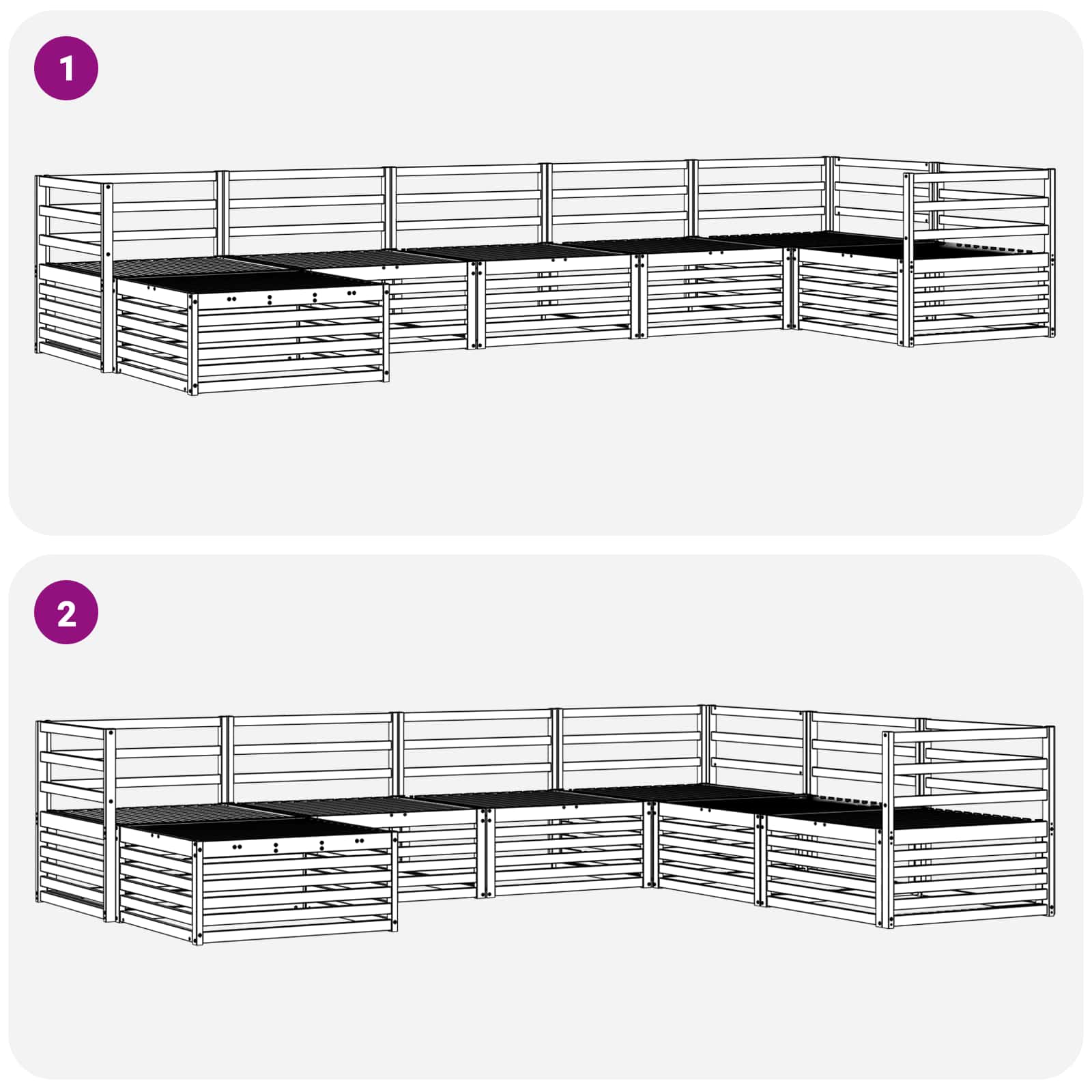 Set vanjskih sofa 7 pcs Prirodna