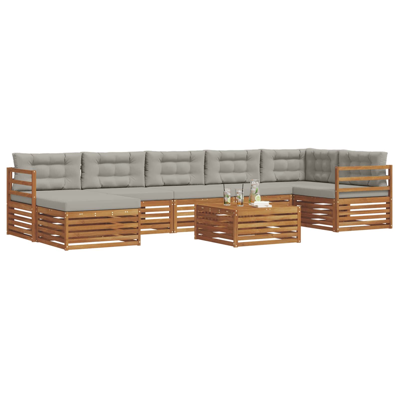 Set vanjskih sofa 8 kom. Prirodna i svijetlo siva