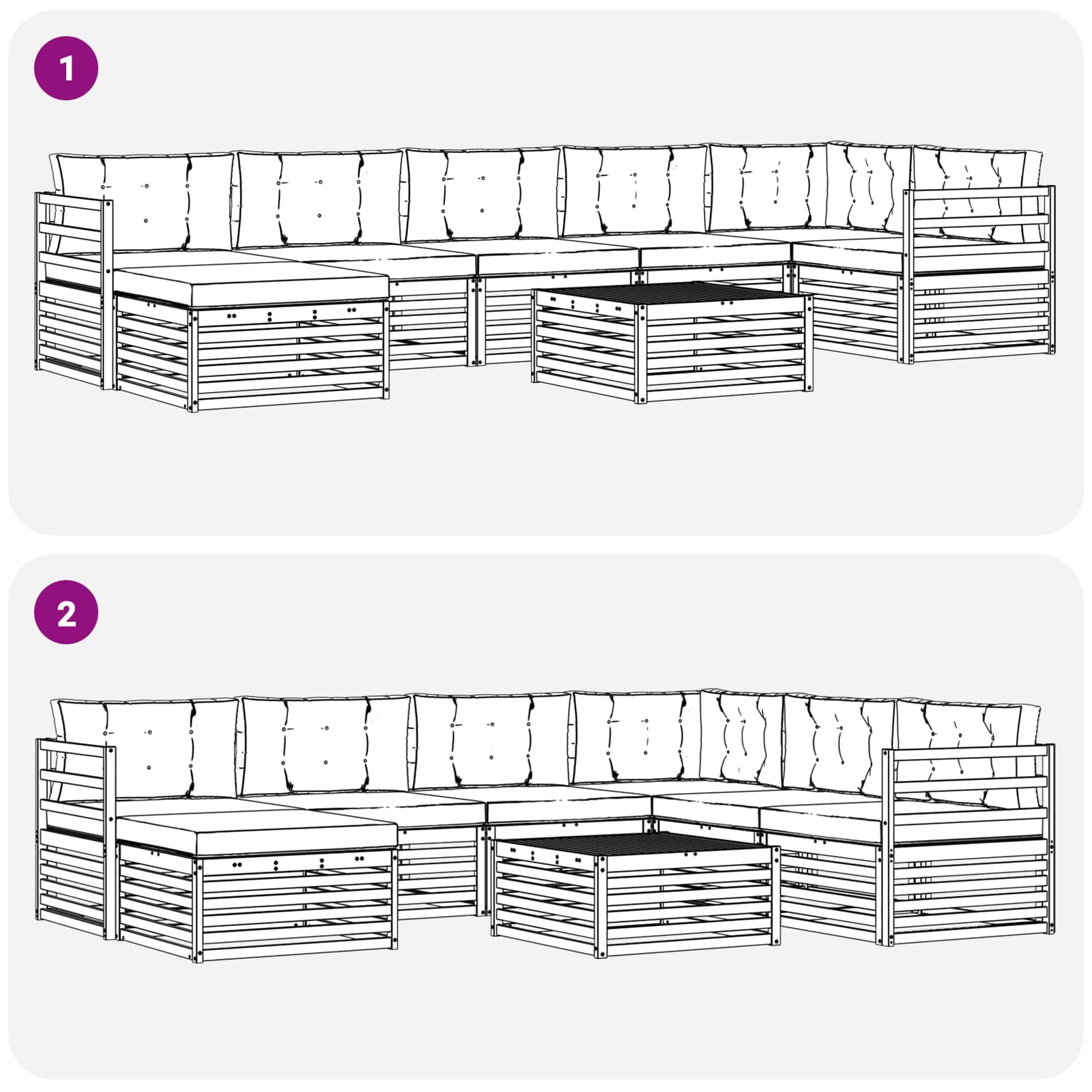 Set vanjskih sofa 8 kom. Prirodna i svijetlo siva