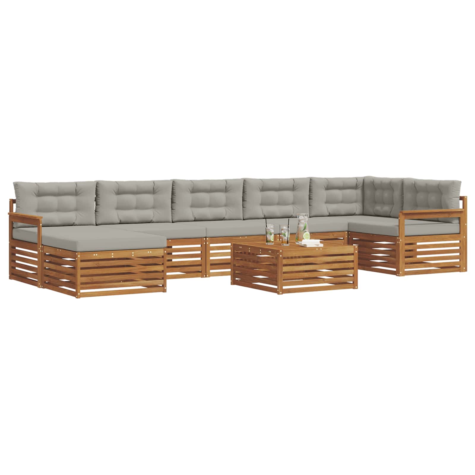 Set vanjskih sofa 8 kom. Prirodna i svijetlo siva