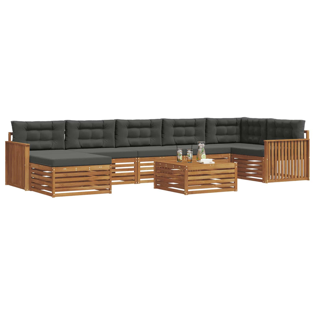 Set vanjskih sofa 8 kom. Prirodna i antracit