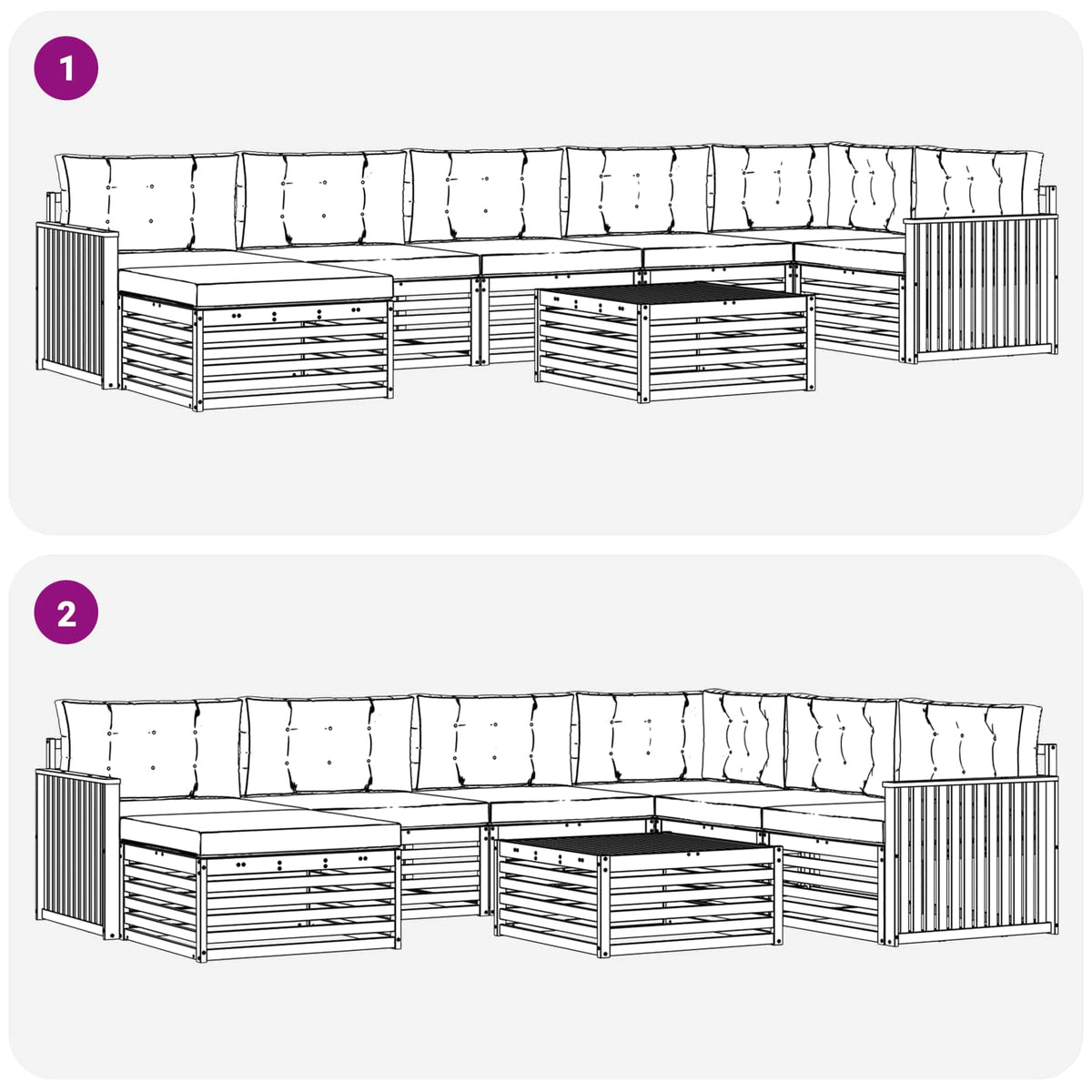 Set vanjskih sofa 8 kom. Prirodna i antracit