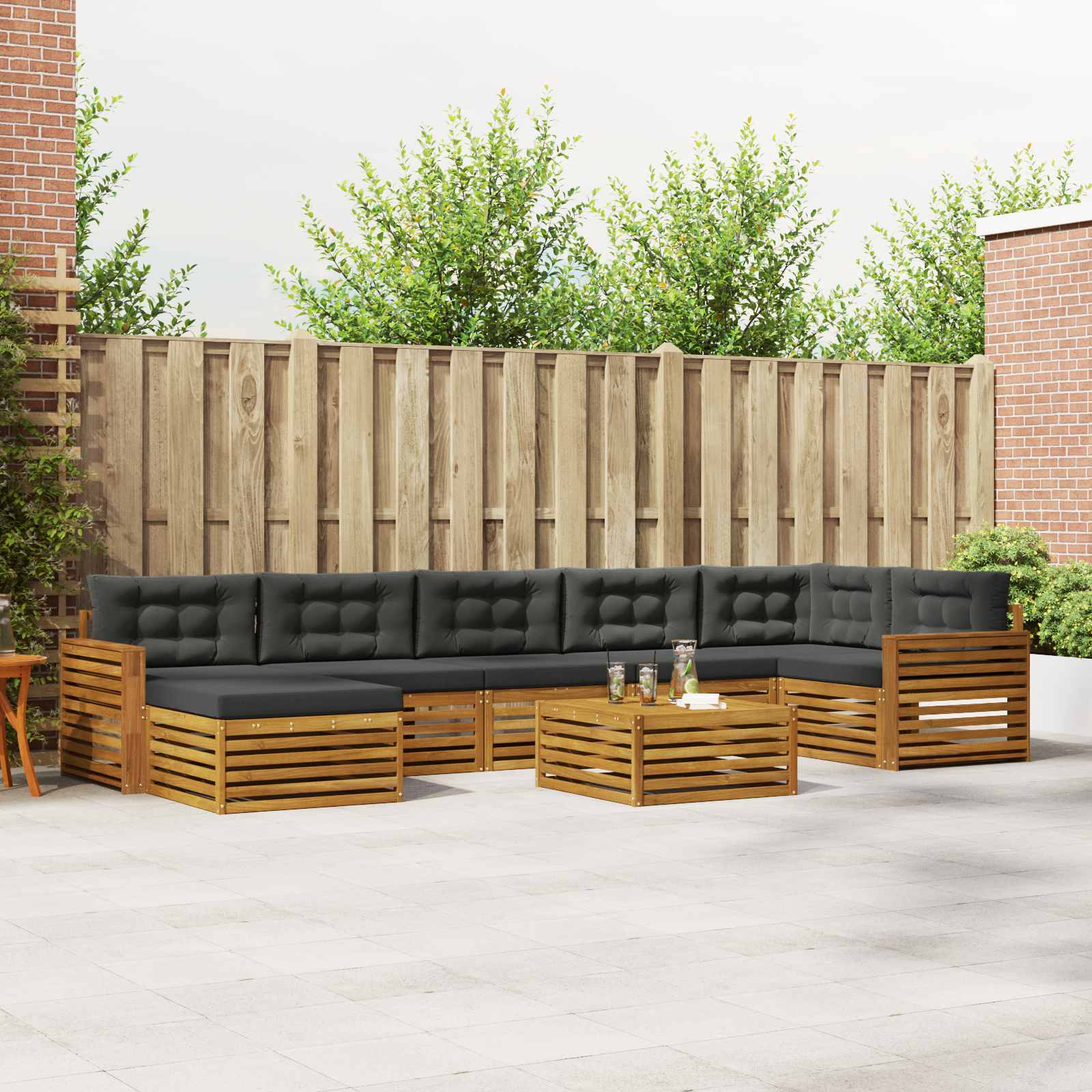 Set vanjskih sofa 8 kom. Prirodna i antracit