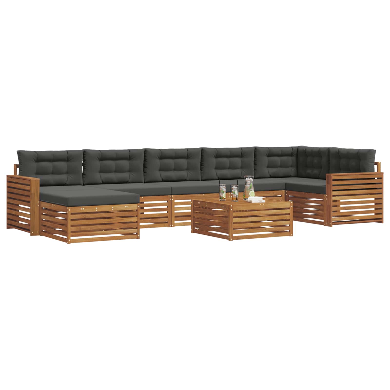 Set vanjskih sofa 8 kom. Prirodna i antracit