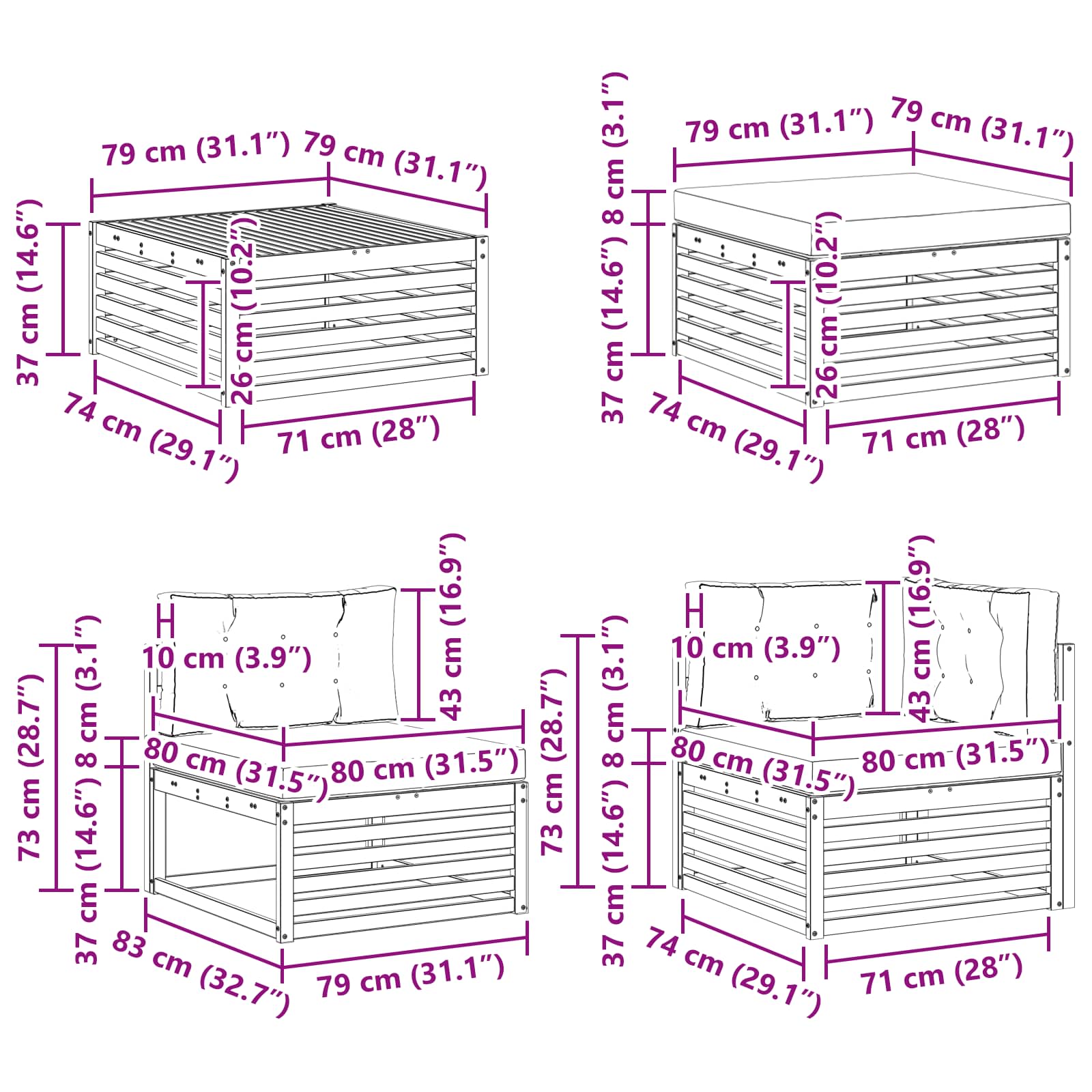 Set vanjskih sofa 8 kom. Prirodna i antracit