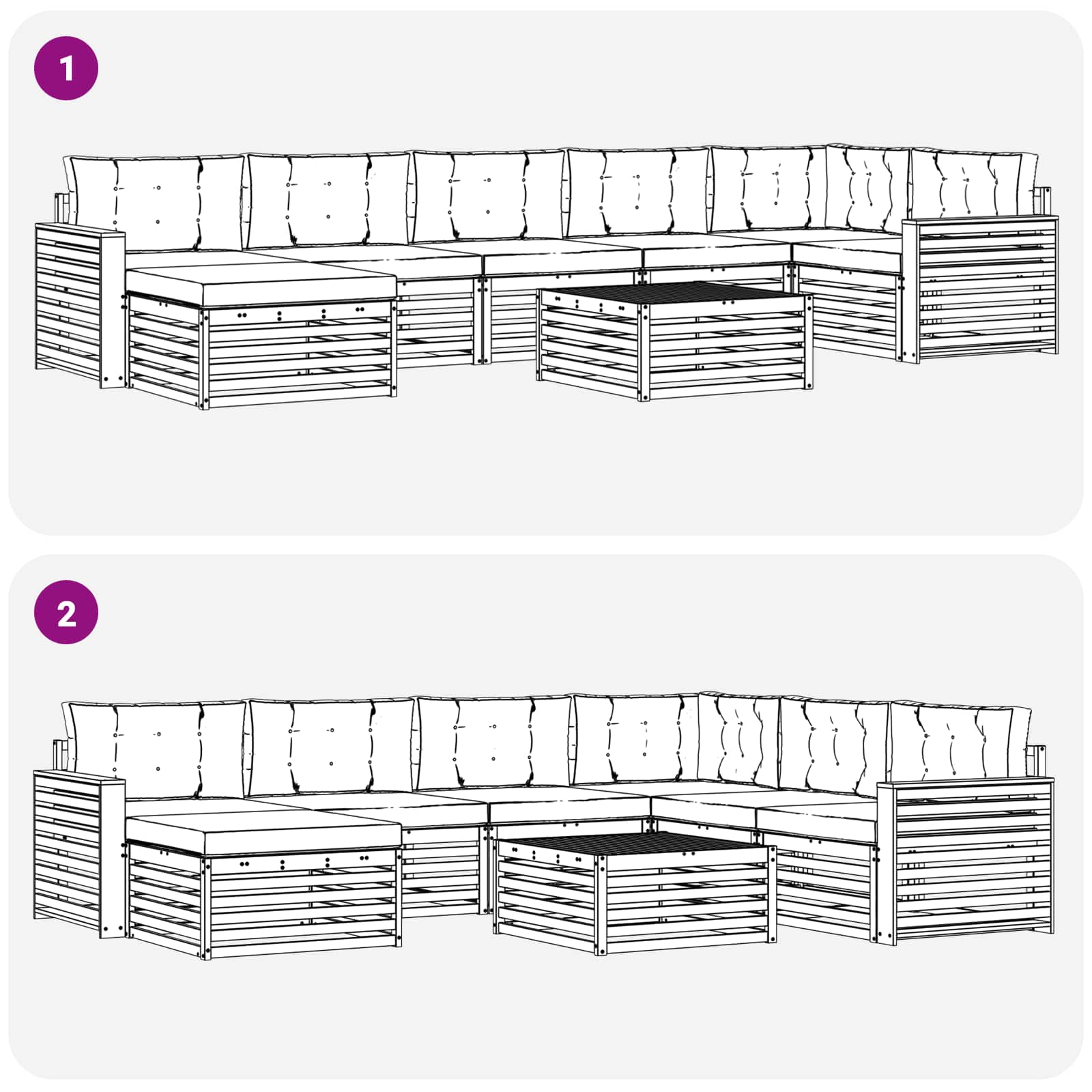 Set vanjskih sofa 8 kom. Prirodna i antracit
