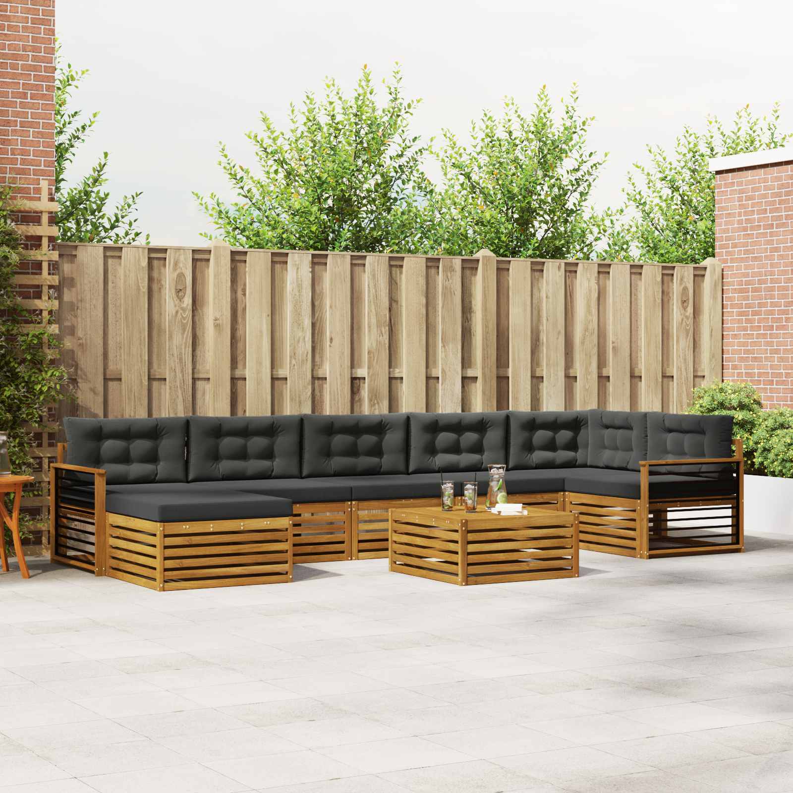 Set vanjskih sofa 8 kom. Prirodna i antracit