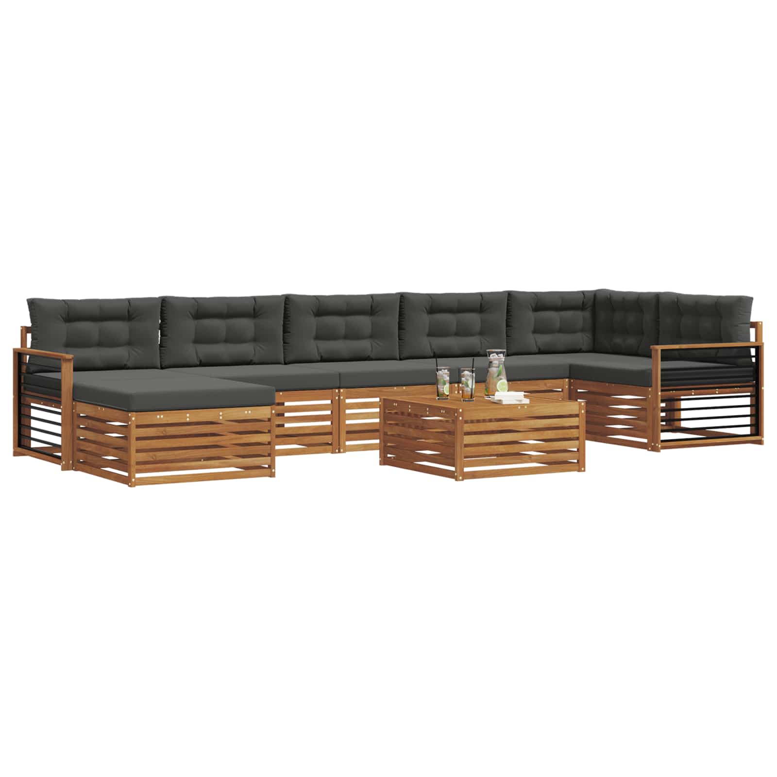 Set vanjskih sofa 8 kom. Prirodna i antracit
