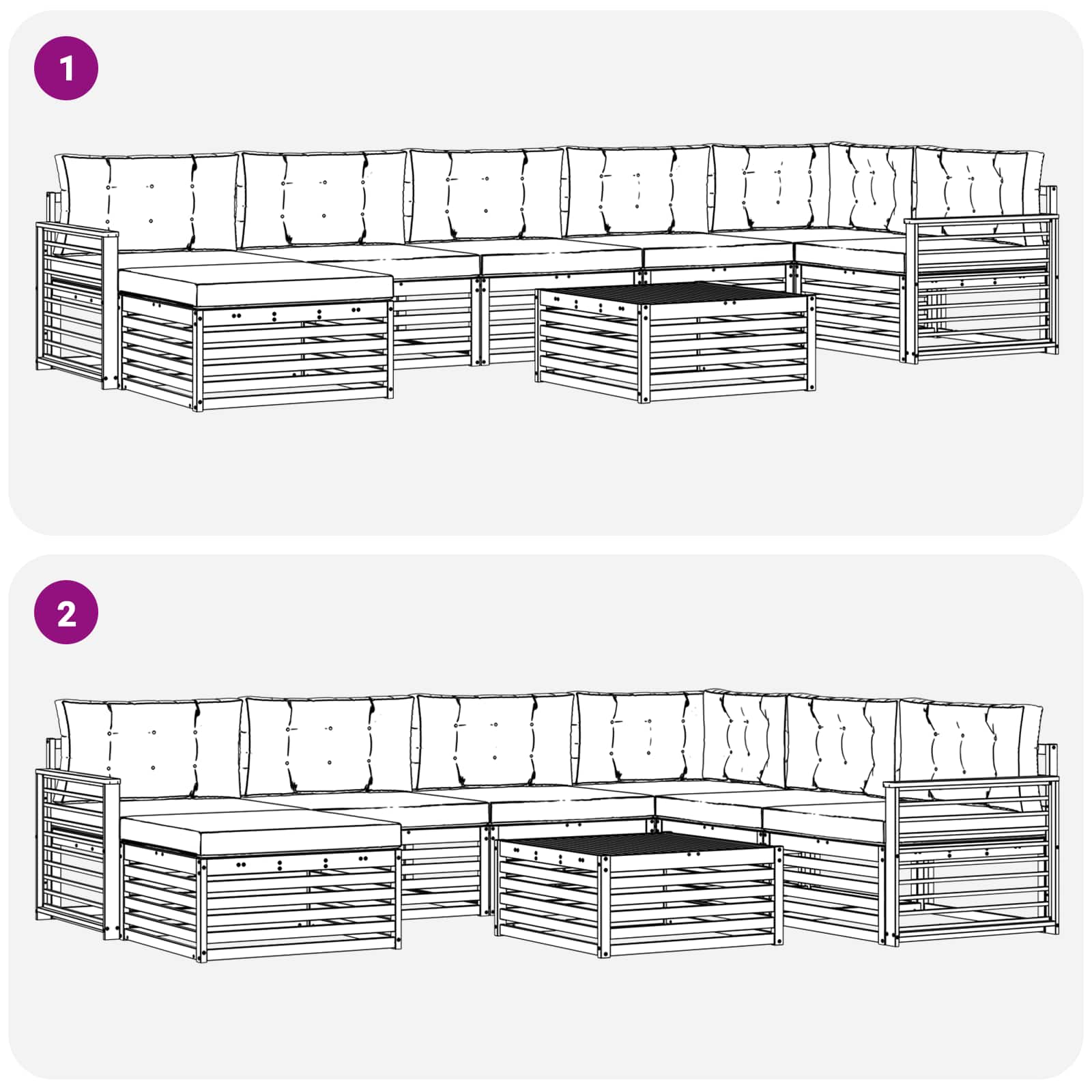Set vanjskih sofa 8 kom. Prirodna i antracit