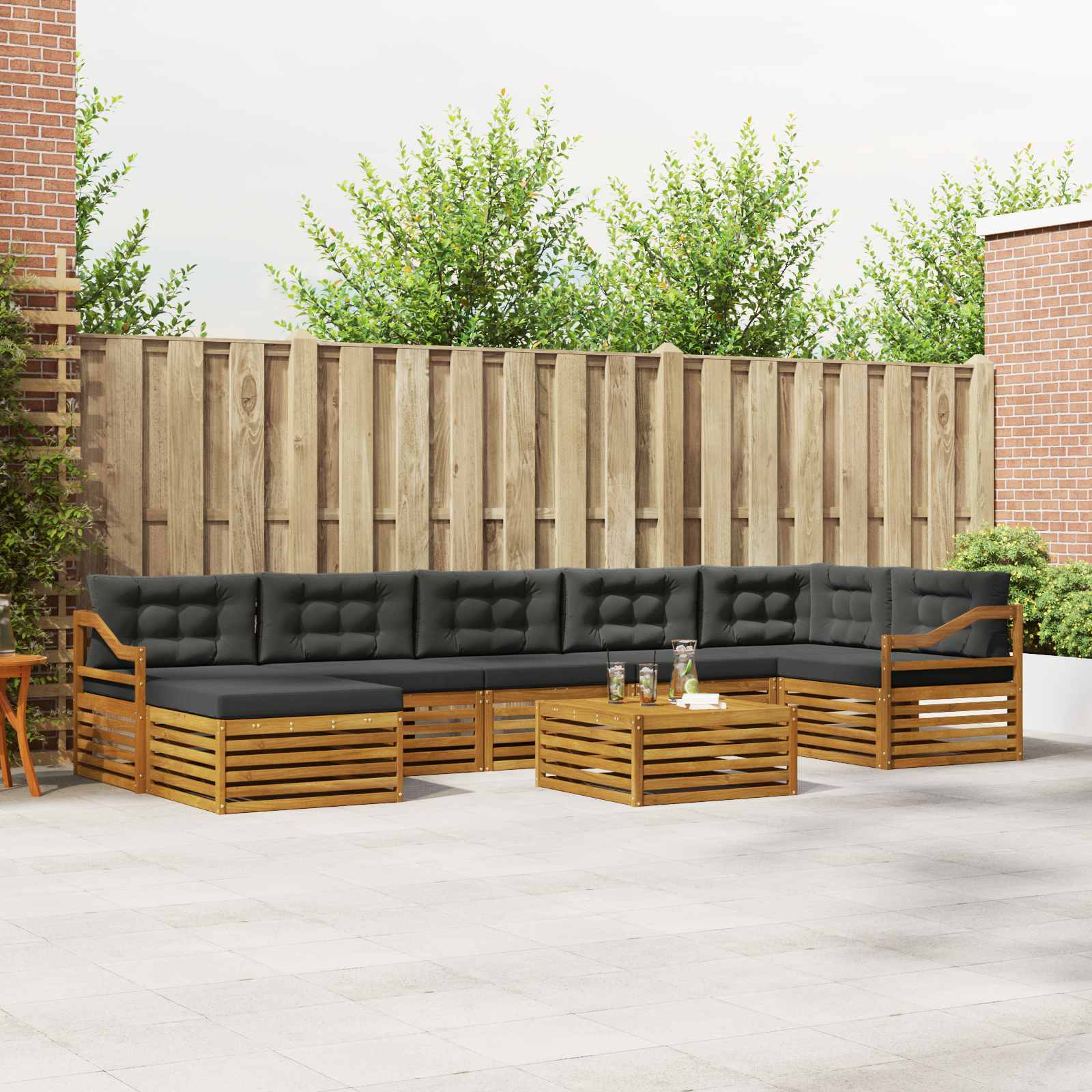 Set vanjskih sofa 8 kom. Prirodna i antracit