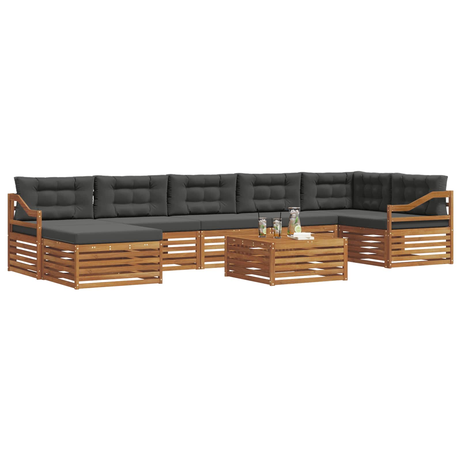 Set vanjskih sofa 8 kom. Prirodna i antracit