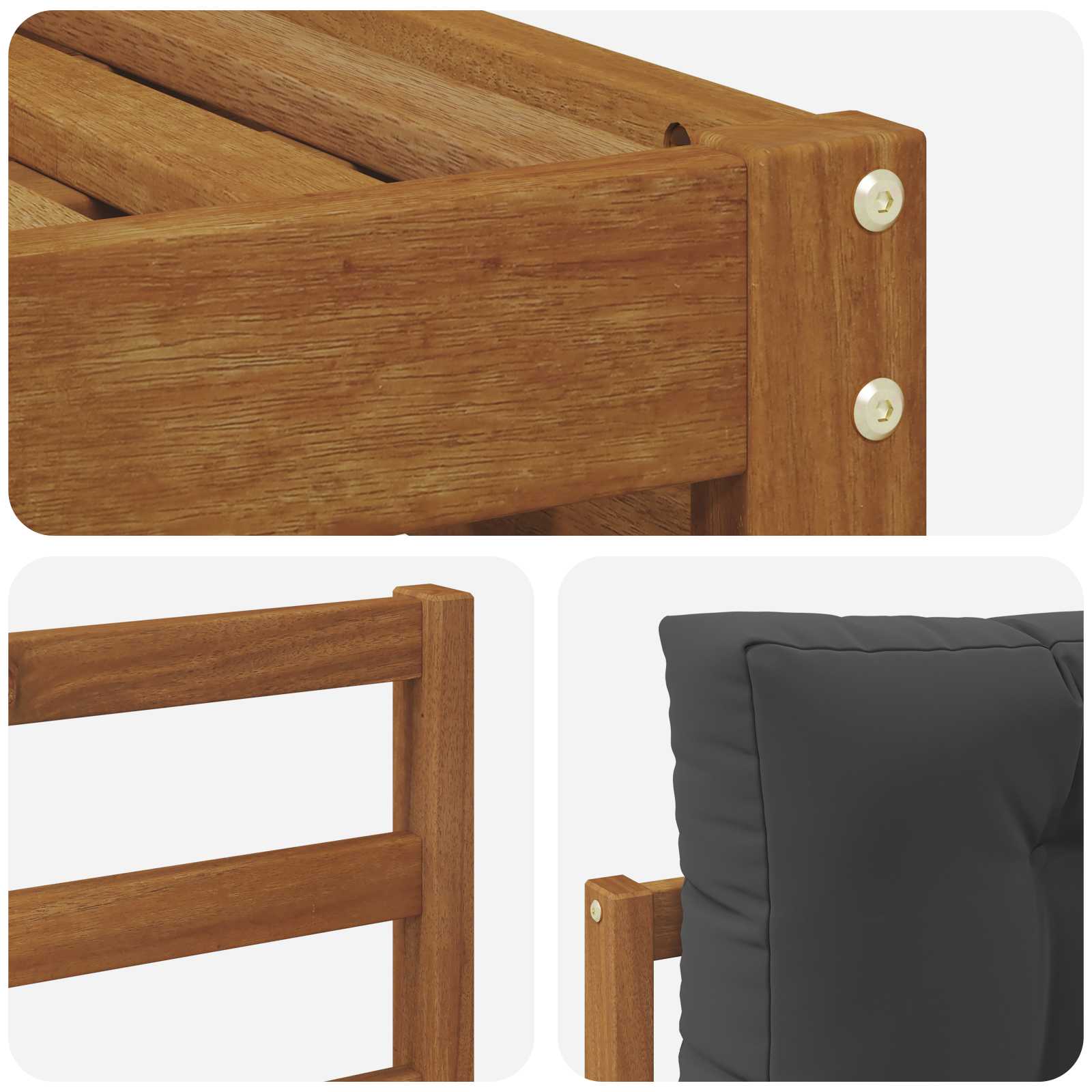 Setovi sofa 6 pcs Prirodna i antracit Čvrsto drvo akacije