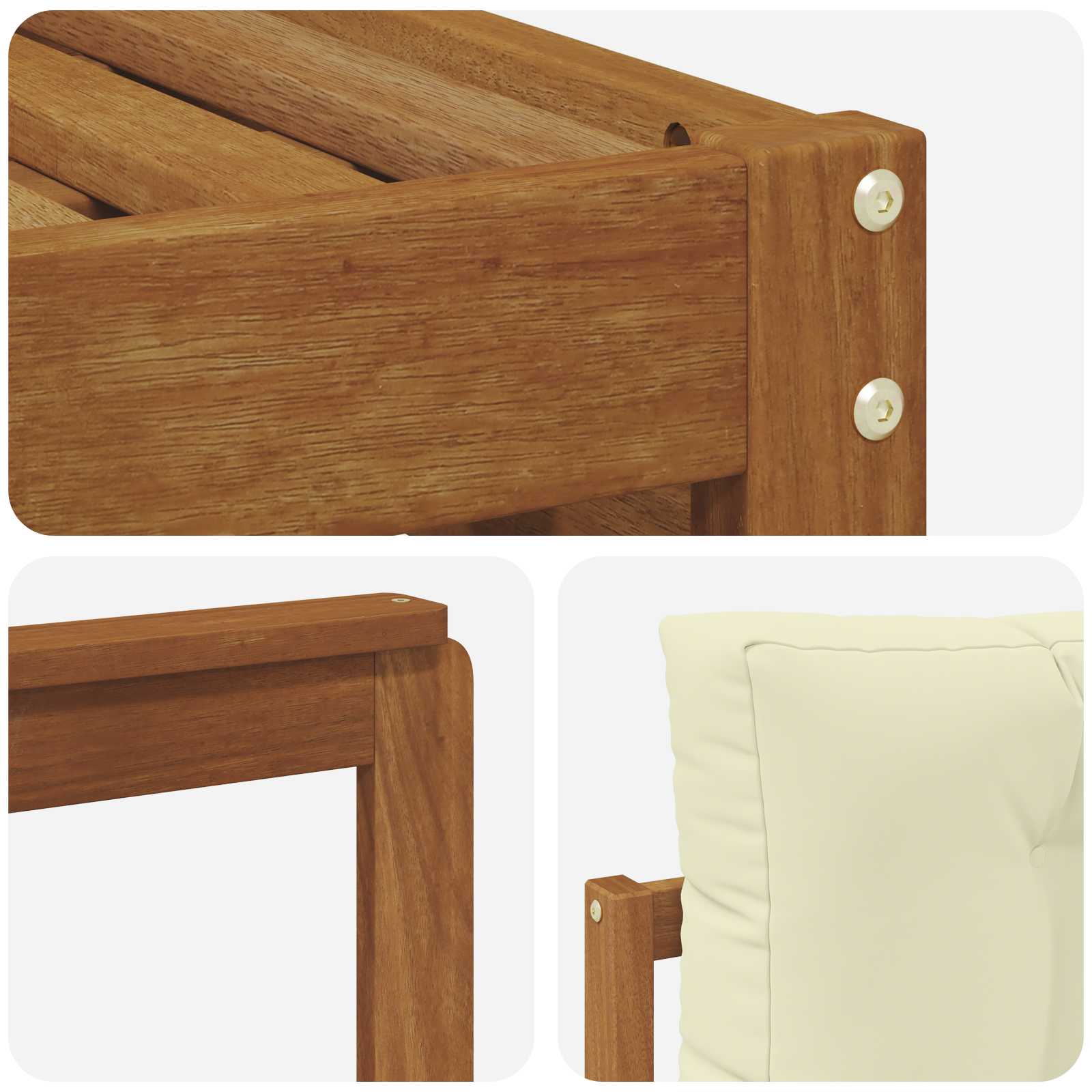 Setovi sofa 6 pcs Prirodna i krem Čvrsto drvo akacije