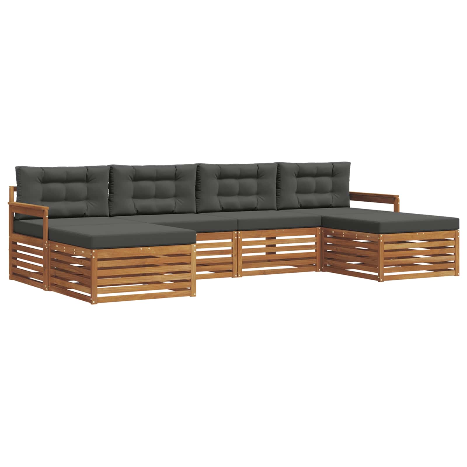 Setovi sofa 6 pcs Prirodna i antracit Čvrsto drvo akacije
