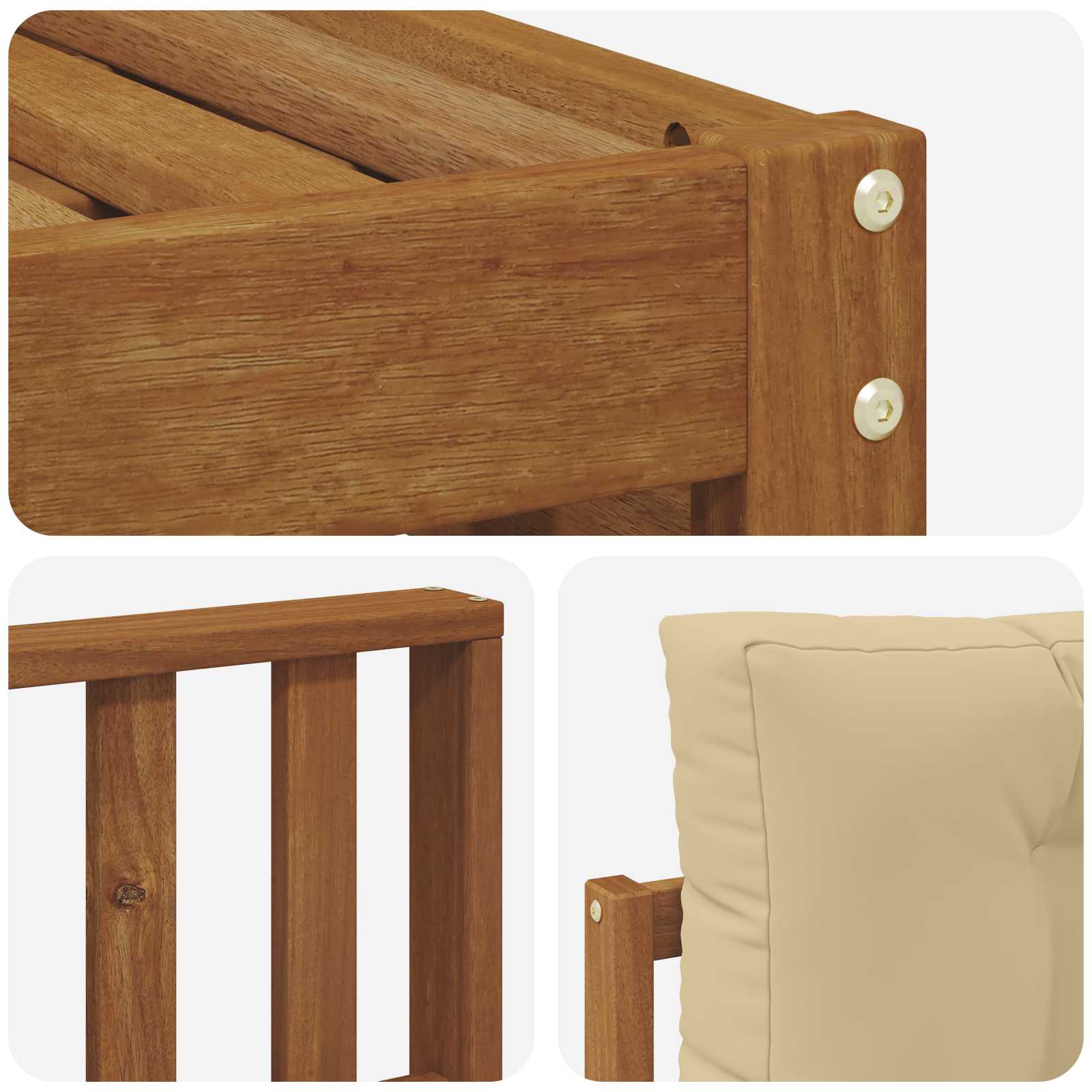 Setovi sofa s jastukom 6 pcs Prirodna i bež Čvrsto drvo akacije