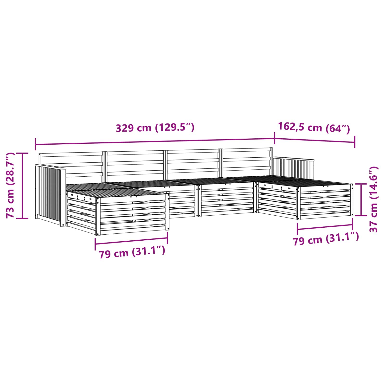 Setovi sofa 6 pcs Prirodna Čvrsto drvo akacije