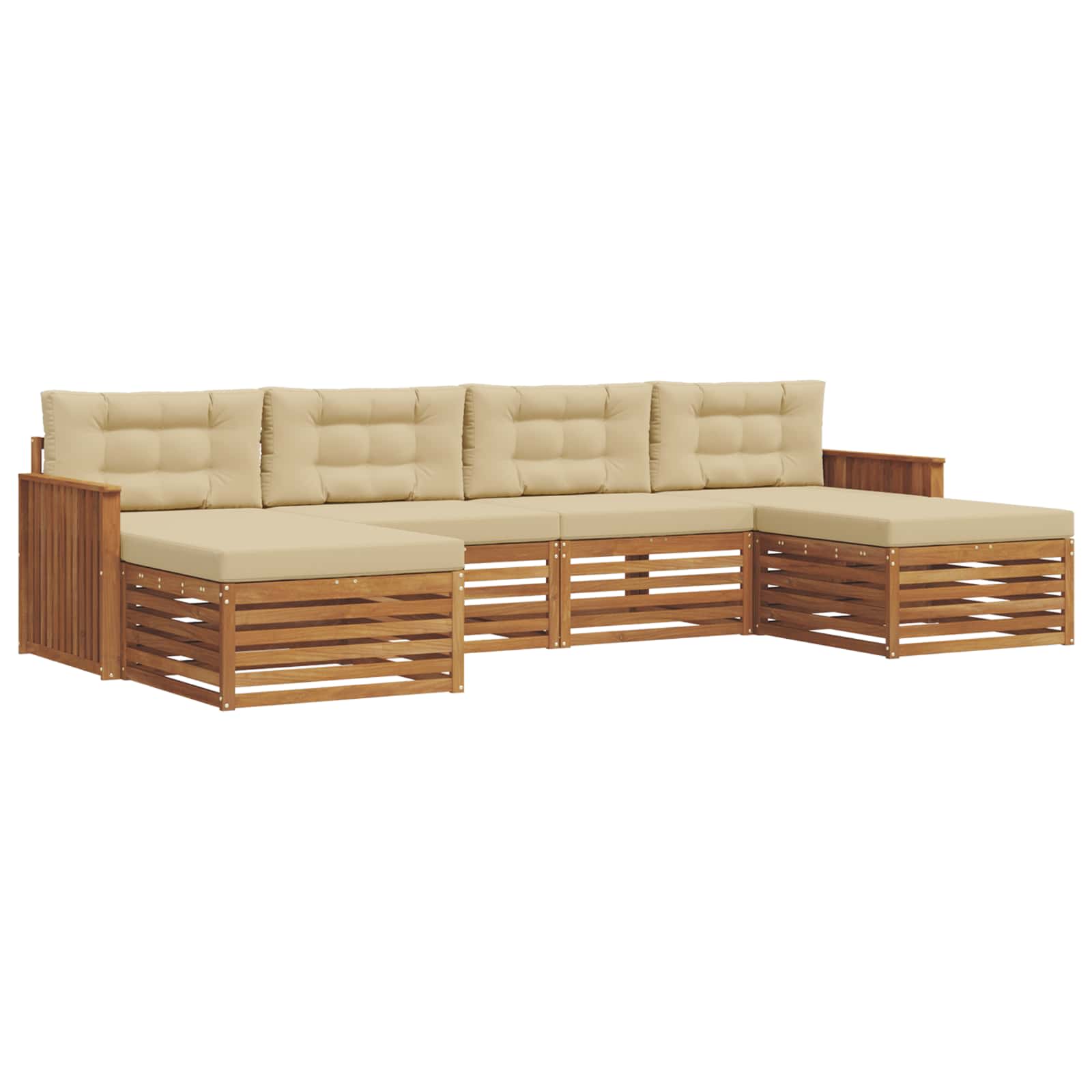 Setovi sofa s jastukom 6 pcs Prirodna i bež Čvrsto drvo akacije