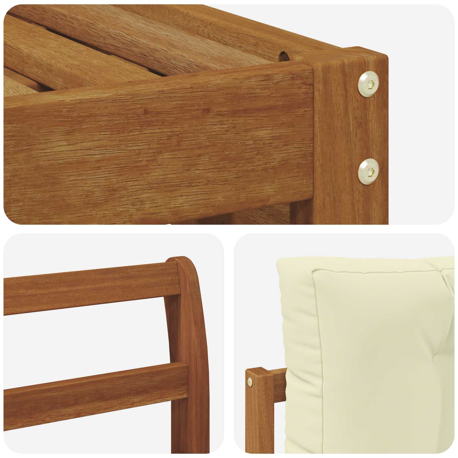 Setovi sofa 6 pcs Prirodna i krem Čvrsto drvo akacije