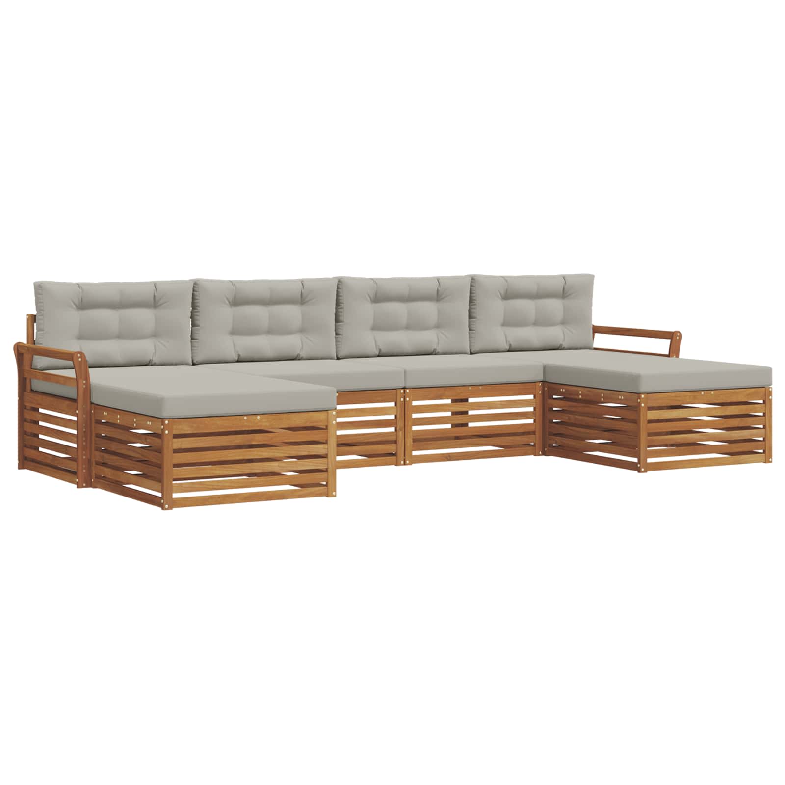 Setovi sofa 6 pcs Prirodna i svijetlo siva Čvrsto drvo akacije