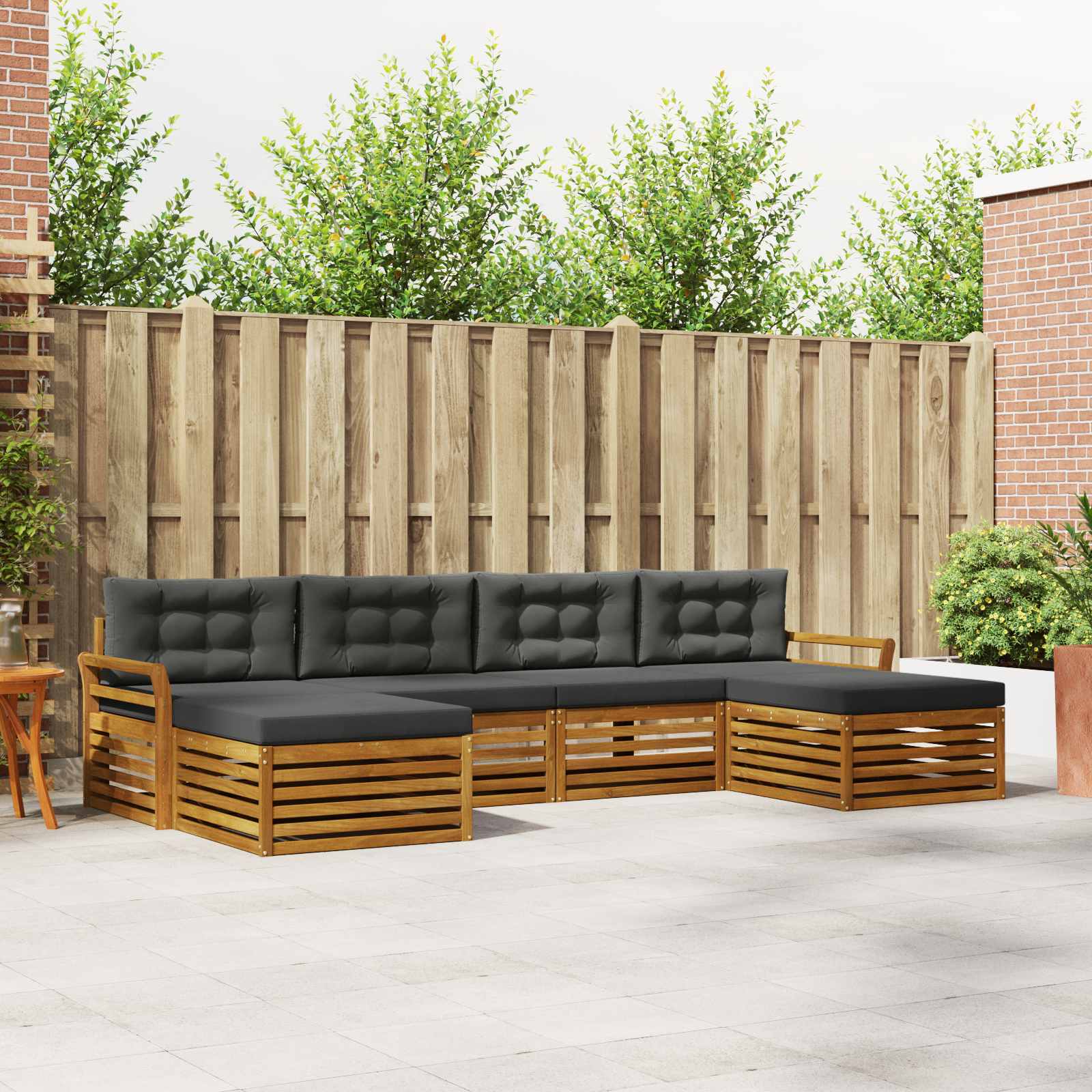 Setovi sofa 6 pcs Prirodna i antracit Čvrsto drvo akacije