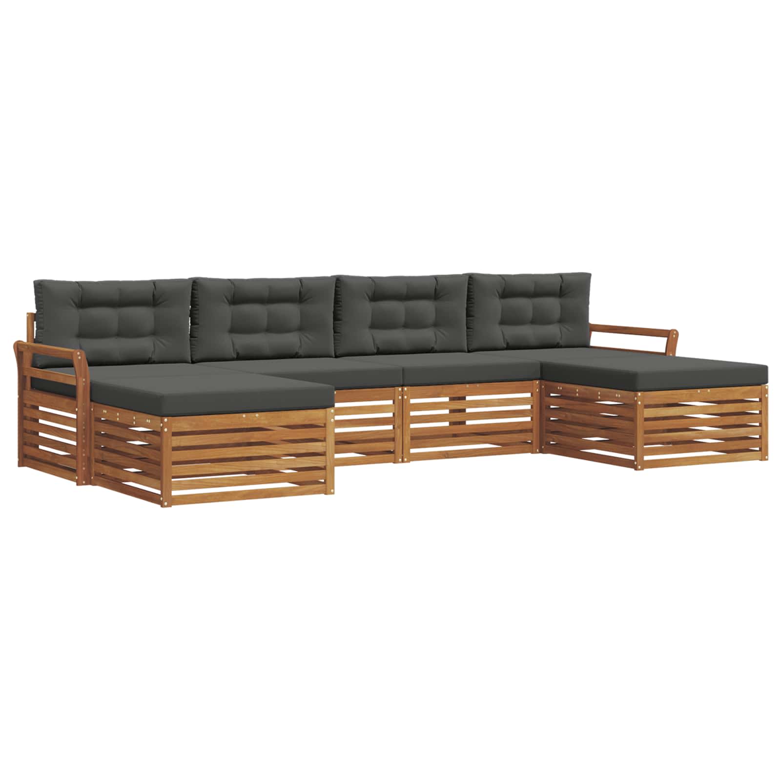 Setovi sofa 6 pcs Prirodna i antracit Čvrsto drvo akacije