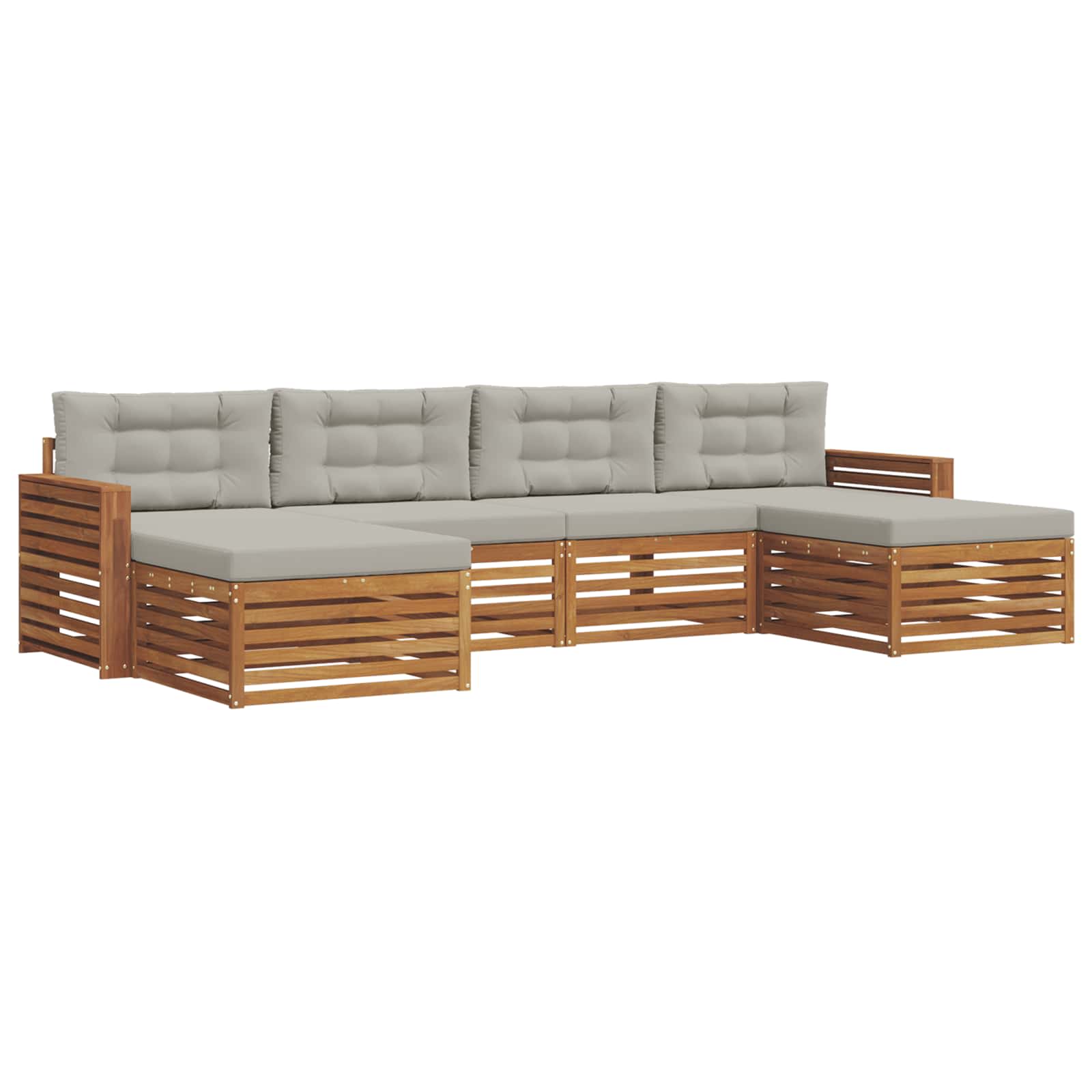 Setovi sofa 6 pcs Prirodna i svijetlo siva Čvrsto drvo akacije