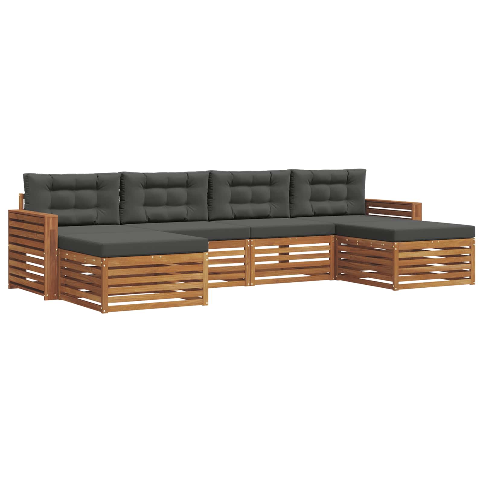 Setovi sofa 6 pcs Prirodna i antracit Čvrsto drvo akacije