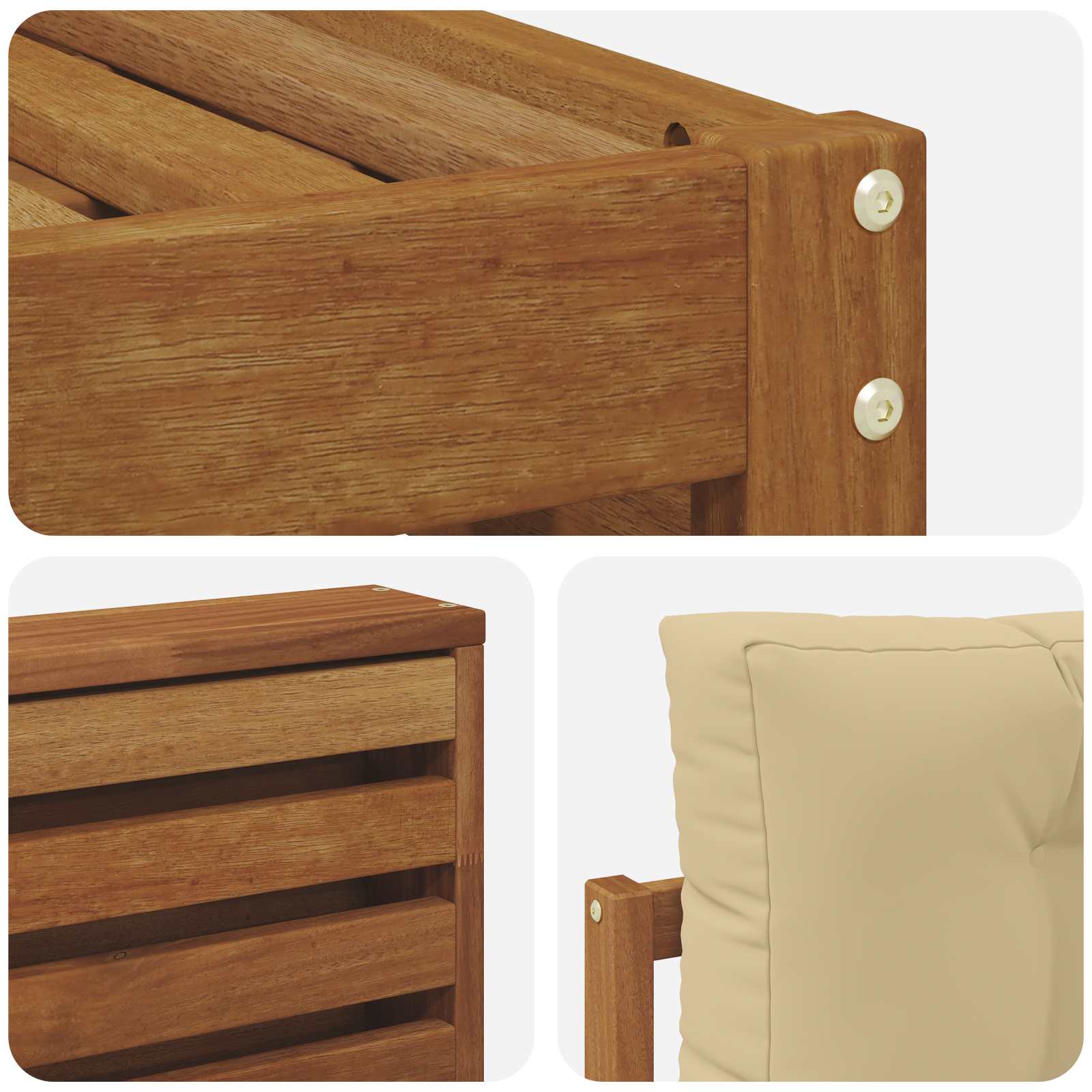 Setovi sofa s jastukom 6 pcs Prirodna i bež Čvrsto drvo akacije