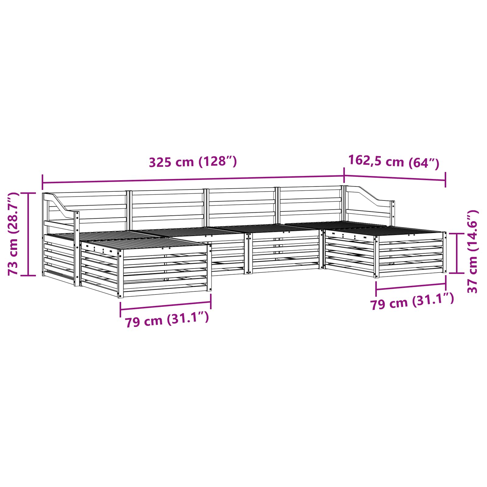 Setovi sofa 6 pcs Prirodna Čvrsto drvo akacije