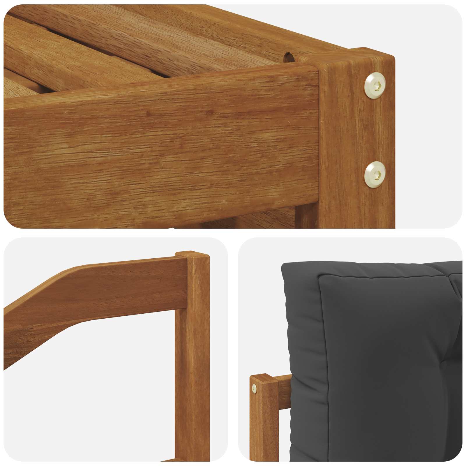 Setovi sofa 6 pcs Prirodna i antracit Čvrsto drvo akacije