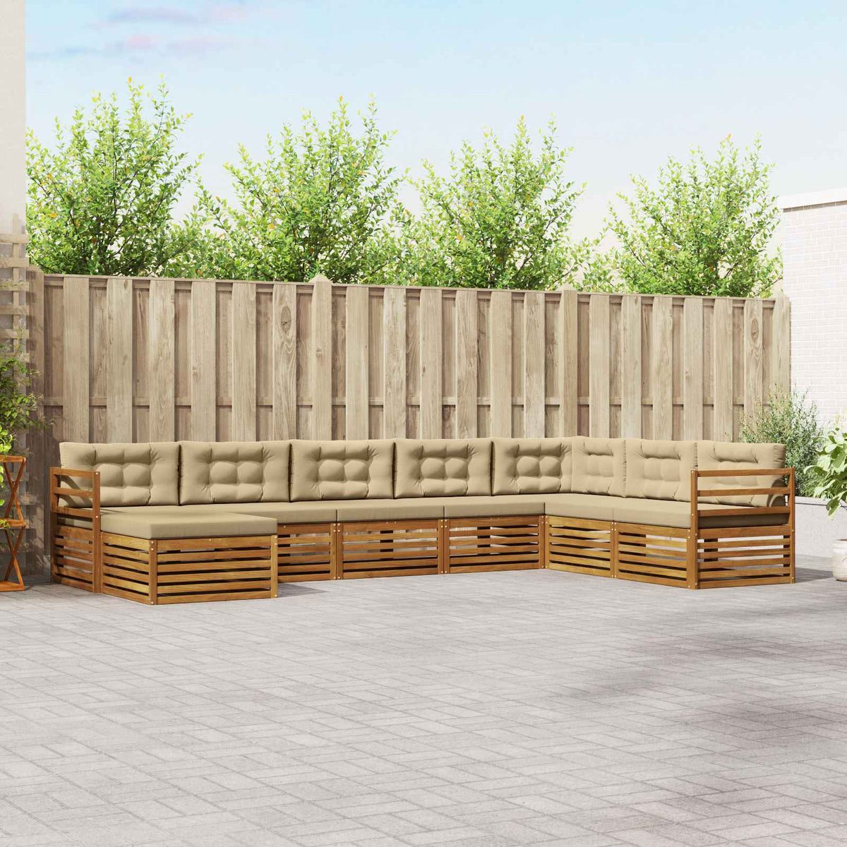 Set vanjskih sofa s jastukom 8 pcs Prirodna i bež