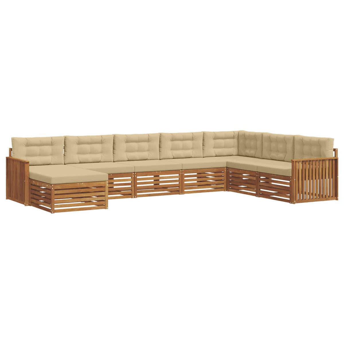 Set vanjskih sofa 8 kom. Prirodna i bež Čvrsto drvo akacije