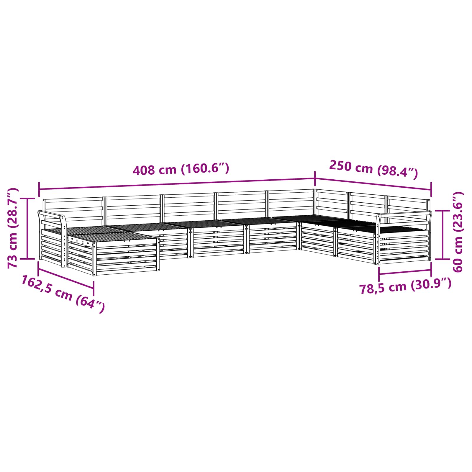 Set vanjskih sofa 8 pcs Prirodna