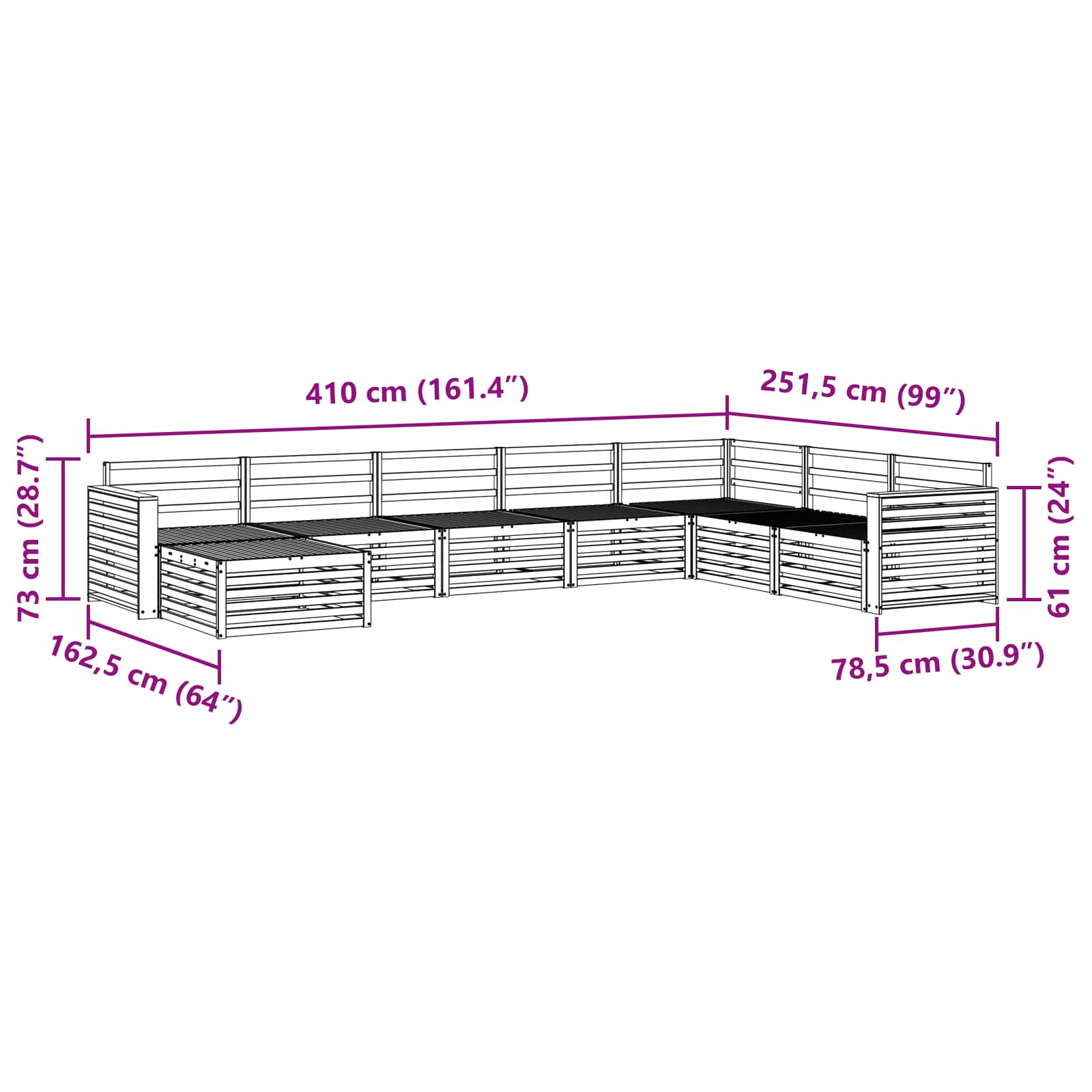 Set vanjskih sofa 8 pcs Prirodna
