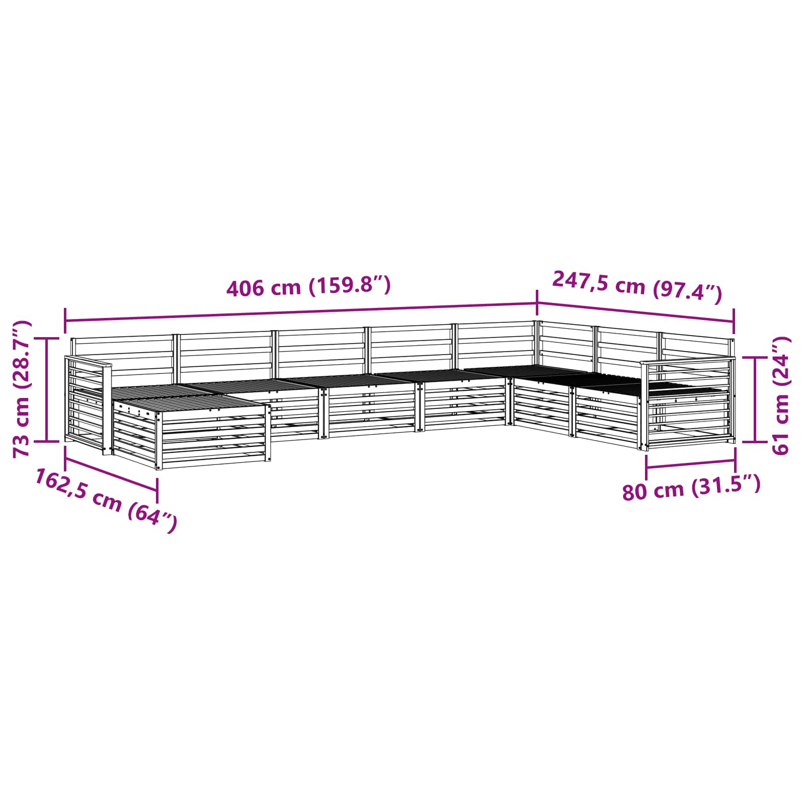 Setovi sofa 8 pcs Prirodna Čvrsto drvo akacije
