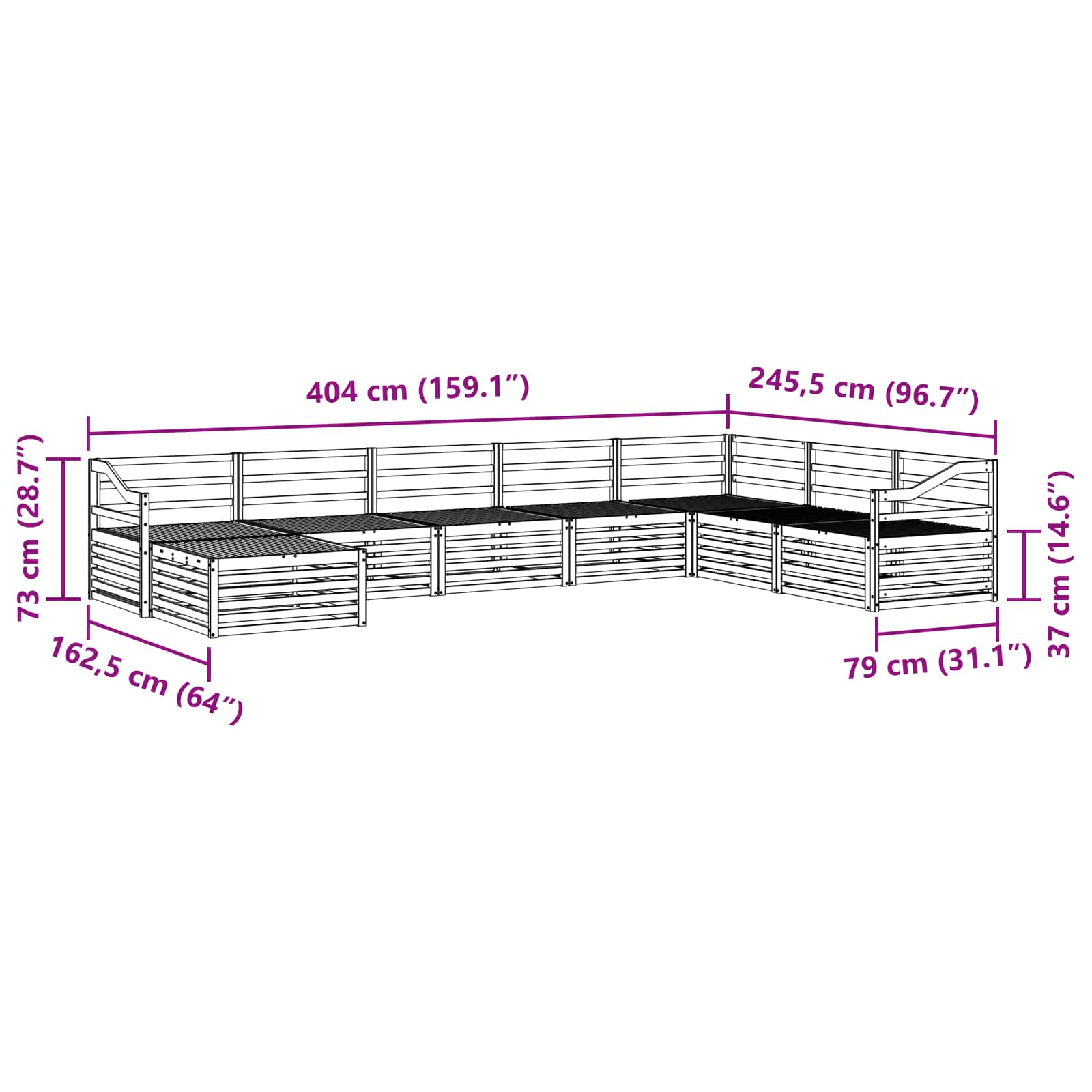 Set vanjskih sofa 8 pcs Prirodna