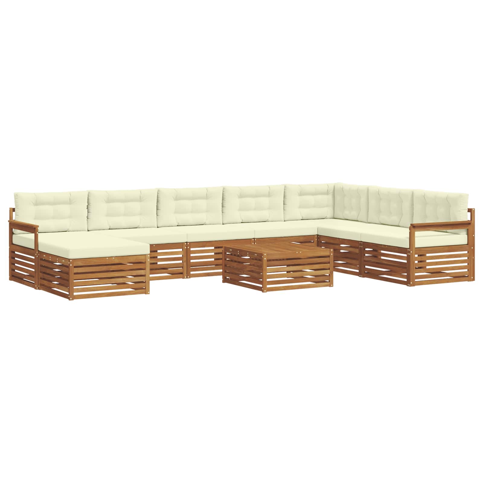 Set vanjskih sofa 9 pcs Prirodna i krem Čvrsto drvo akacije