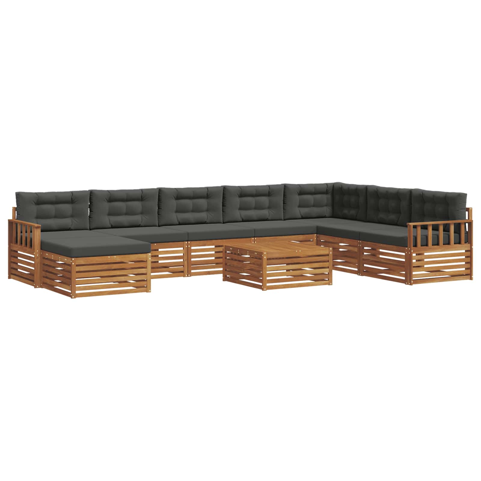 Set vanjskih sofa 9 pcs Prirodna i antracit Čvrsto drvo akacije