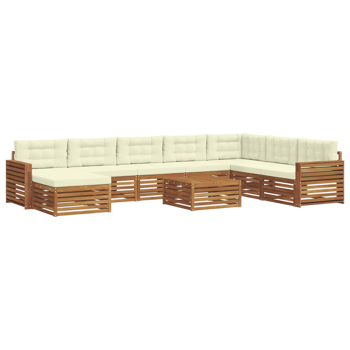 Set vanjskih sofa 9 kom. Prirodna i krem Čvrsto drvo akacije