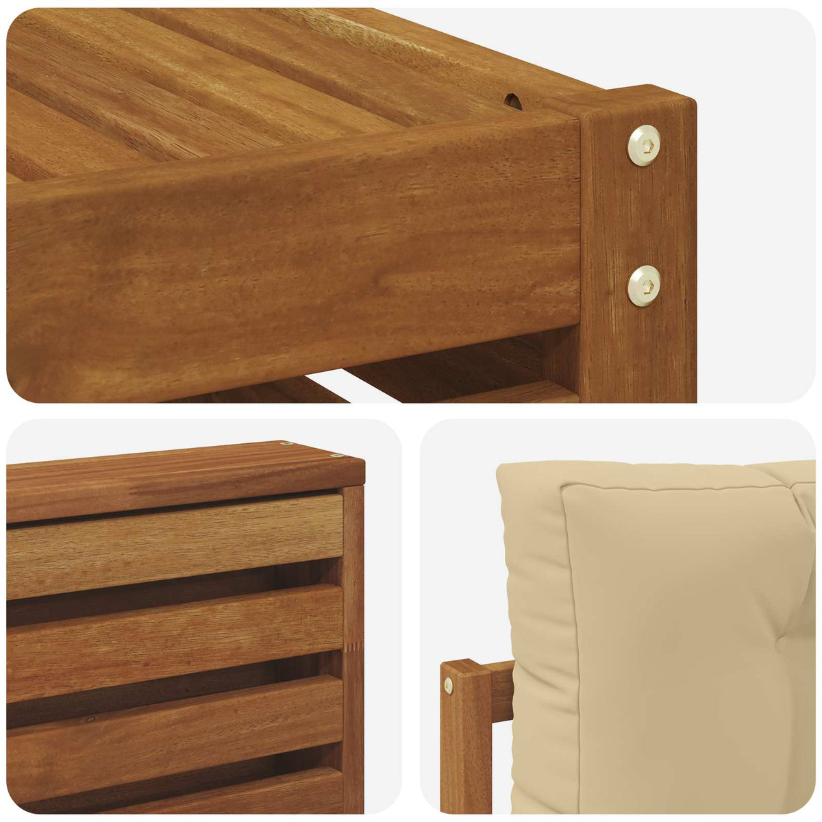 Set vanjskih sofa 9 kom. Prirodna i bež Čvrsto drvo akacije