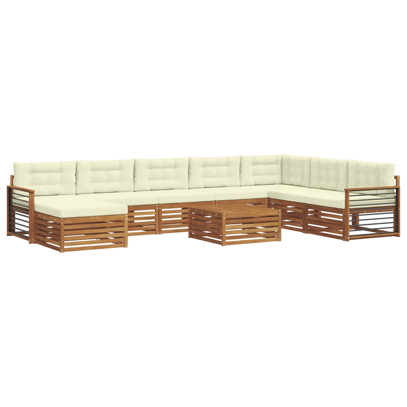 Set vanjskih sofa 9 pcs Prirodna i krem Čvrsto drvo akacije