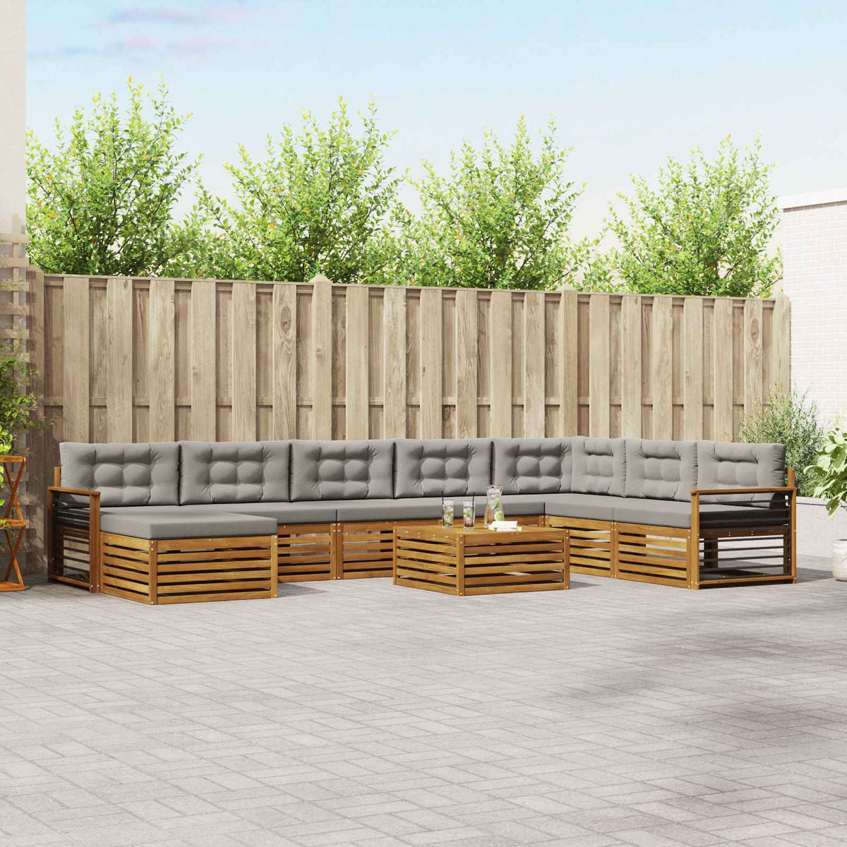 Set vanjskih sofa 9 kom. Prirodna i svijetlo siva