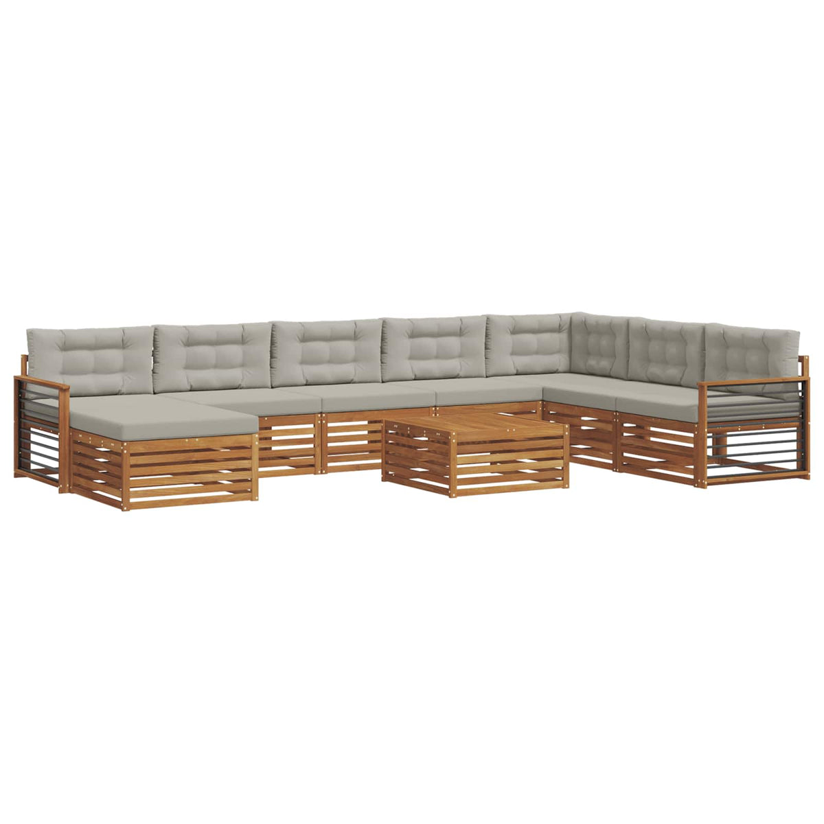 Set vanjskih sofa 9 kom. Prirodna i svijetlo siva