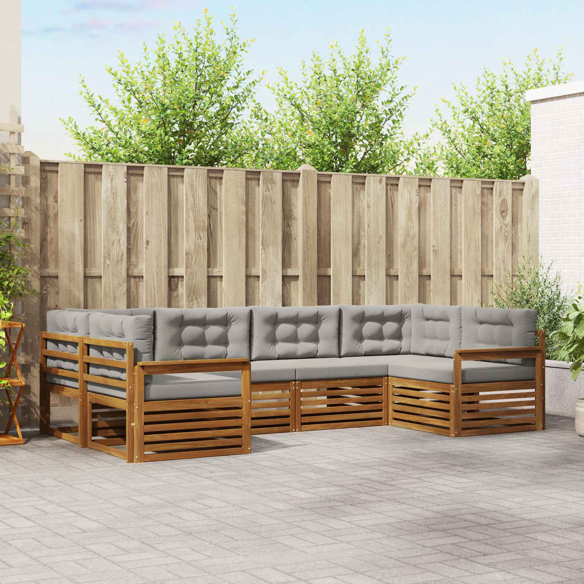 Set vanjskih sofa 6 kom. Prirodna i svijetlo siva 325 x 168,5 x 73 cm