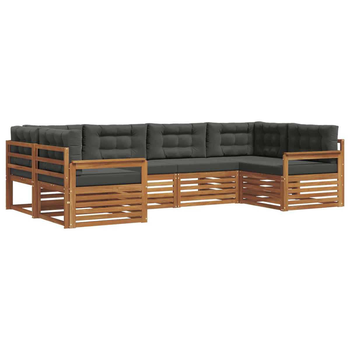 Set vanjskih sofa 6 kom. Prirodna i antracit 325 x 168,5 x 73 cm