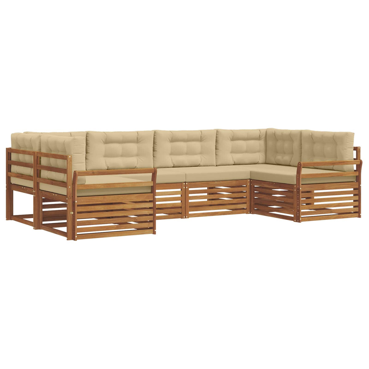 Set vanjskih sofa 6 kom. Prirodna i bež Čvrsto drvo akacije 325 x 170,5 x 73 cm