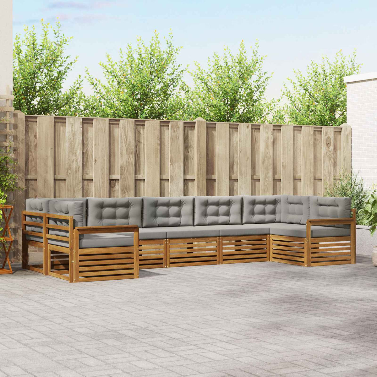 Set vanjskih sofa s jastukom 7 pcs Prirodna i svijetlo siva