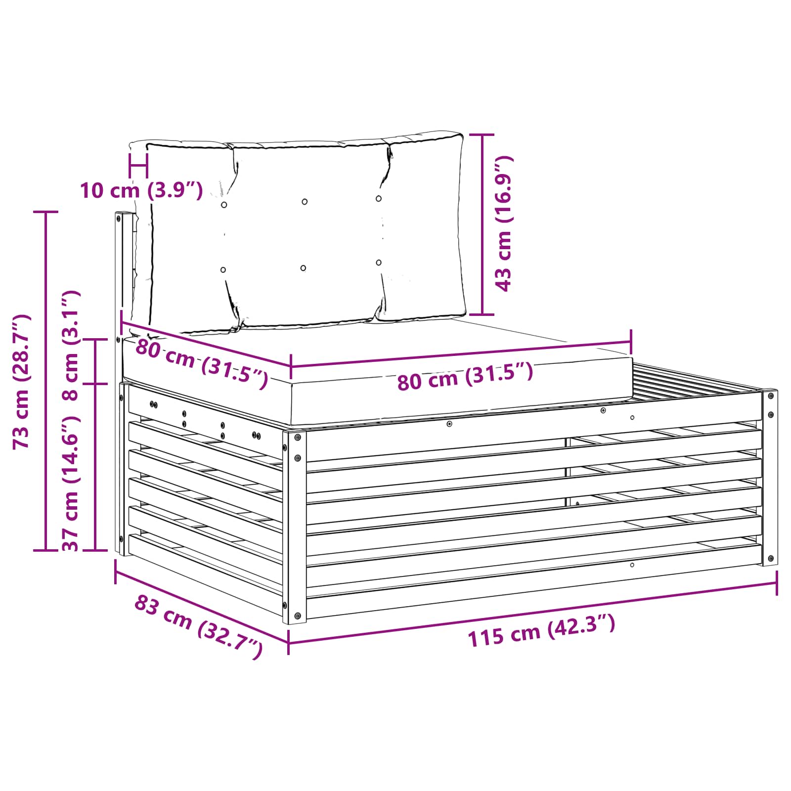 Set vanjskih sofa Prirodna i svijetlo siva 203,5 x 83 x 73 cm
