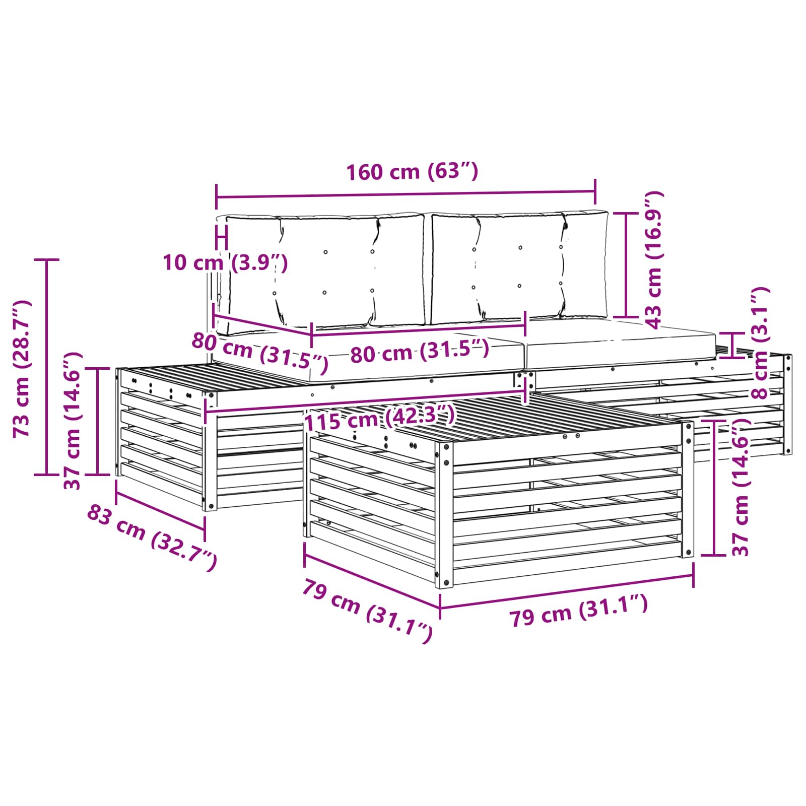 Set vanjskih sofa s jastukom 3 Komad Prirodna i svijetlo siva
