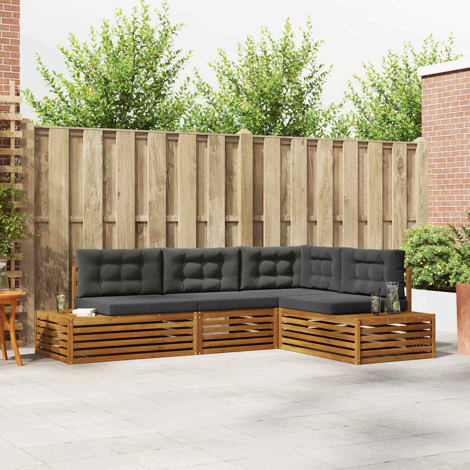 Set vanjskih sofa s jastukom 4 Komad Prirodna i antracit